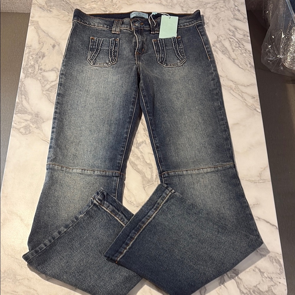REVICE Blue Straight Leg Jeans with Vintage-Inspired Wash